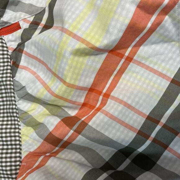 Nike Golf Sport Skirt size 2 Dri Fit Orange Olive Plaid Short A Line Pockets - Picture 7 of 8